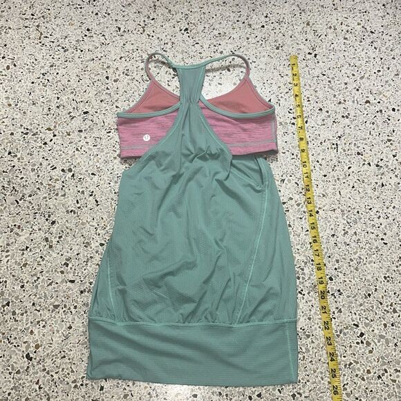 Lululemon green pink tank sports bra 4 - Picture 3 of 5